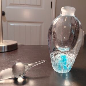 Elegant Glass Perfume Teardrop Bottle Studio Art Glass Paperweight